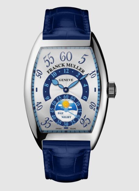 Best Franck Muller Cintree Curvex Double Retrograde Hour Day & Night 7880 HR JN S6 II Blue leather Replica Watch